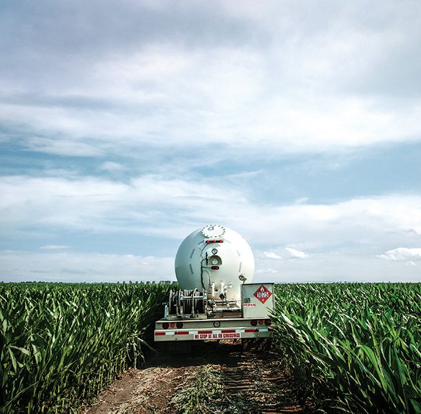 bobtail delivers propane field