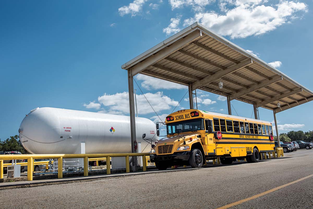 Bus by Propane Tank